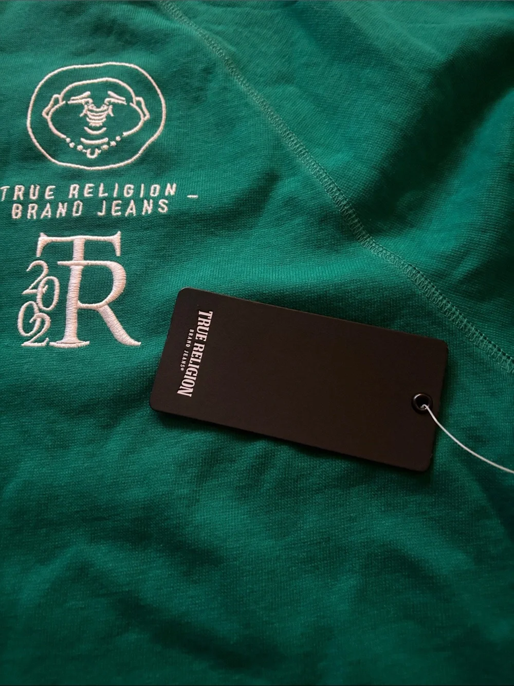 True Religion Raglan Oversized Henley Tee in Ultra Marine Green Size L ~ NWT